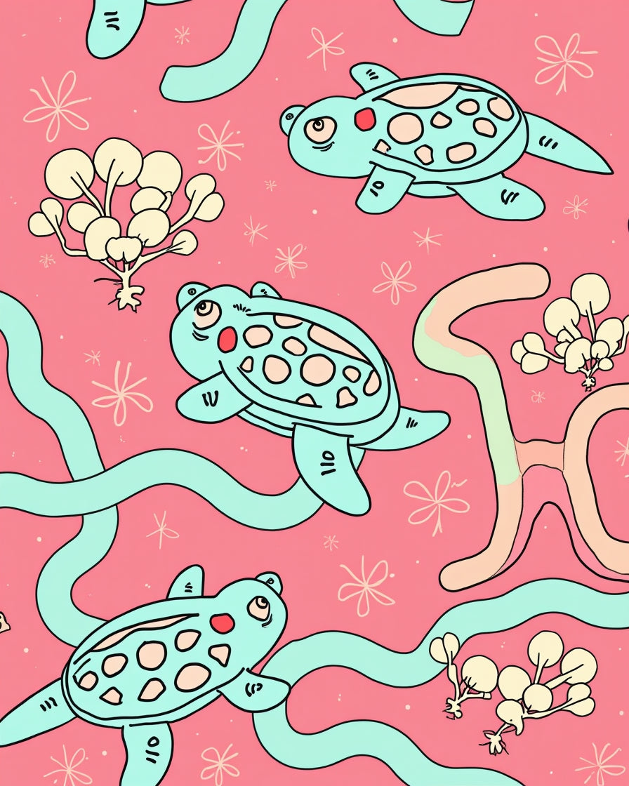 Cute Turtle Pattern Decorative Rug