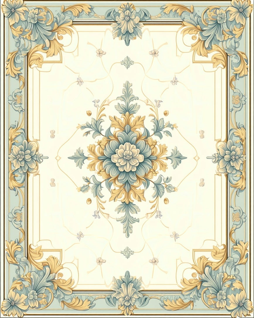 Classic Floral Scrollwork Elegant Design Rug