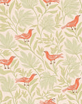 Coral Birds With Green Foliage Pattern Rug