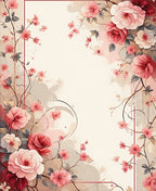 Soft Blush Floral Vine Design Rug