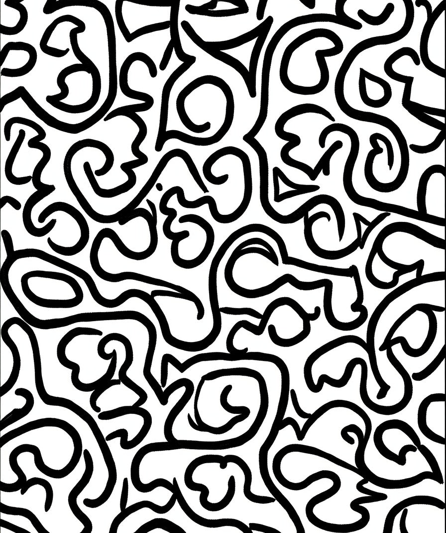 Abstract Black White Swirls Pattern Rug