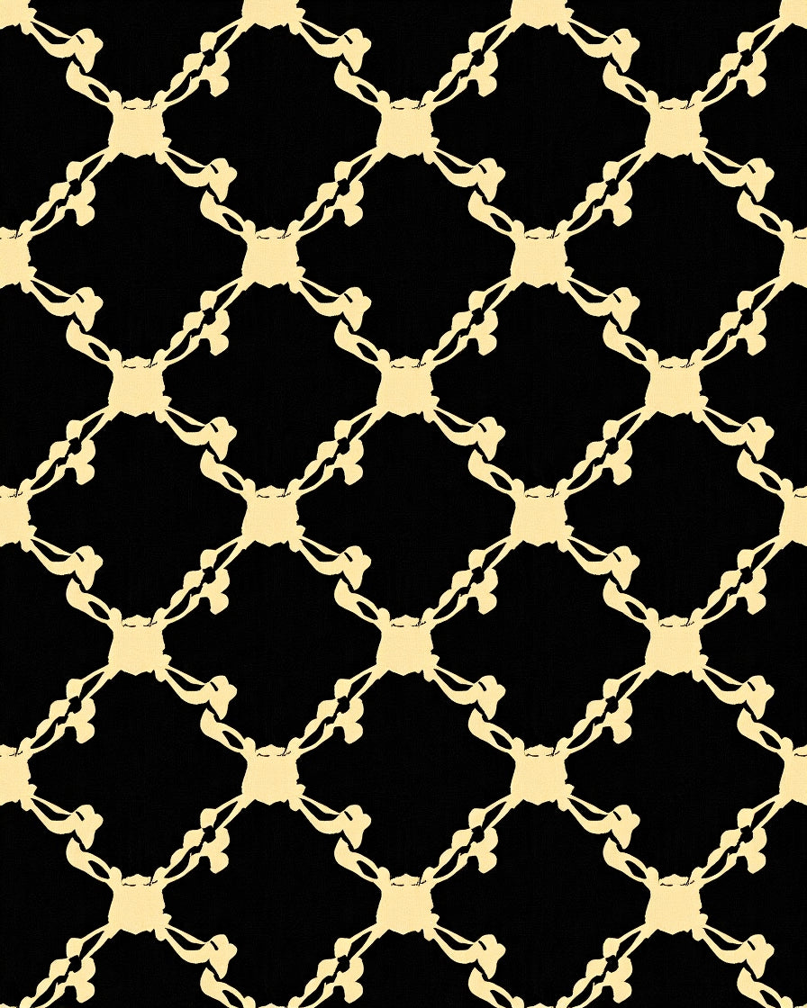 Abstract Black Gold Lattice Pattern Rug