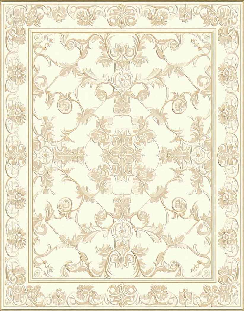Intricate Floral Border Medallion Design Rug