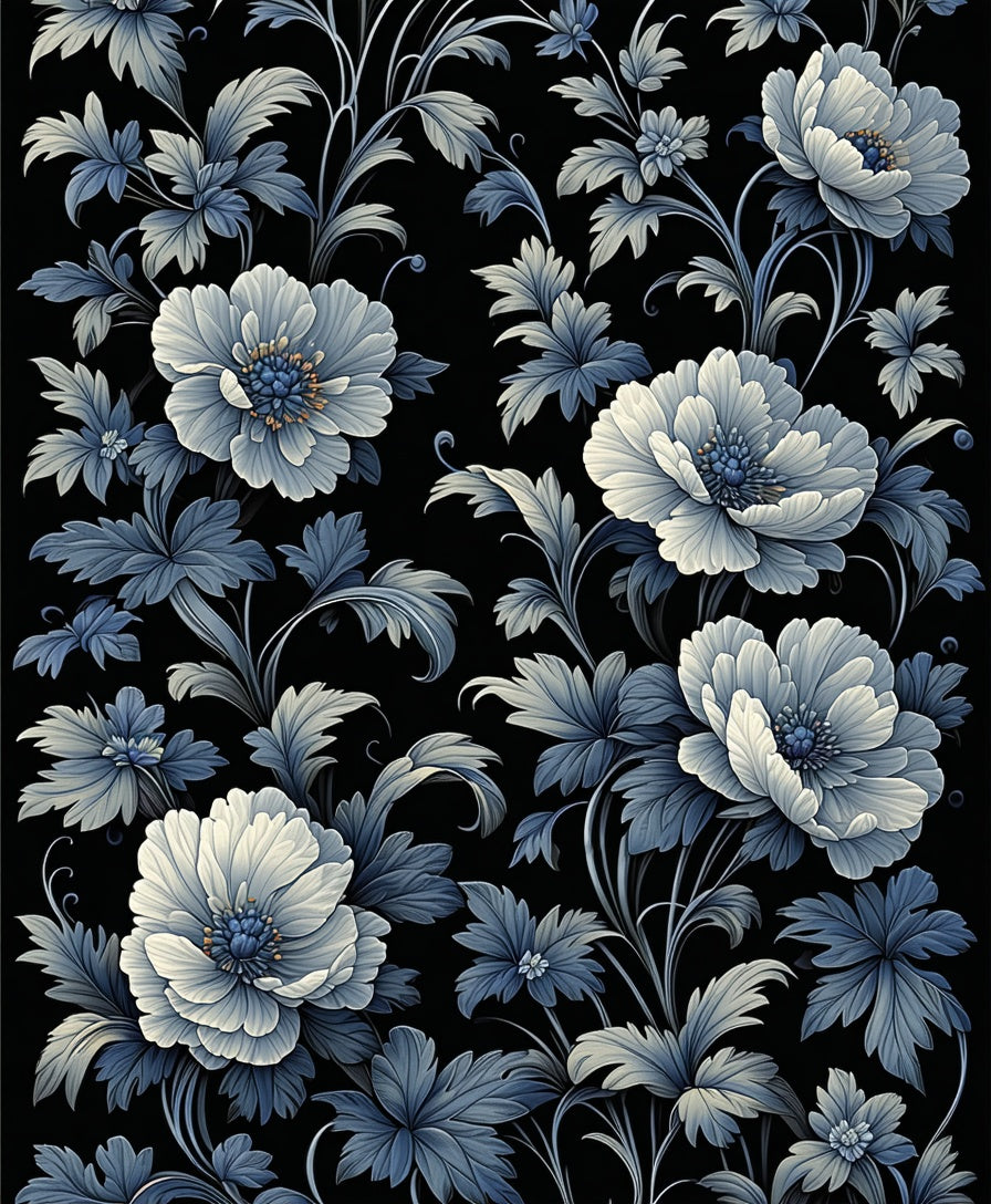 Elaborate Floral Print Design Rug