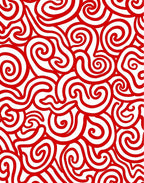 Crimson Curving Intertwined Lines Rug