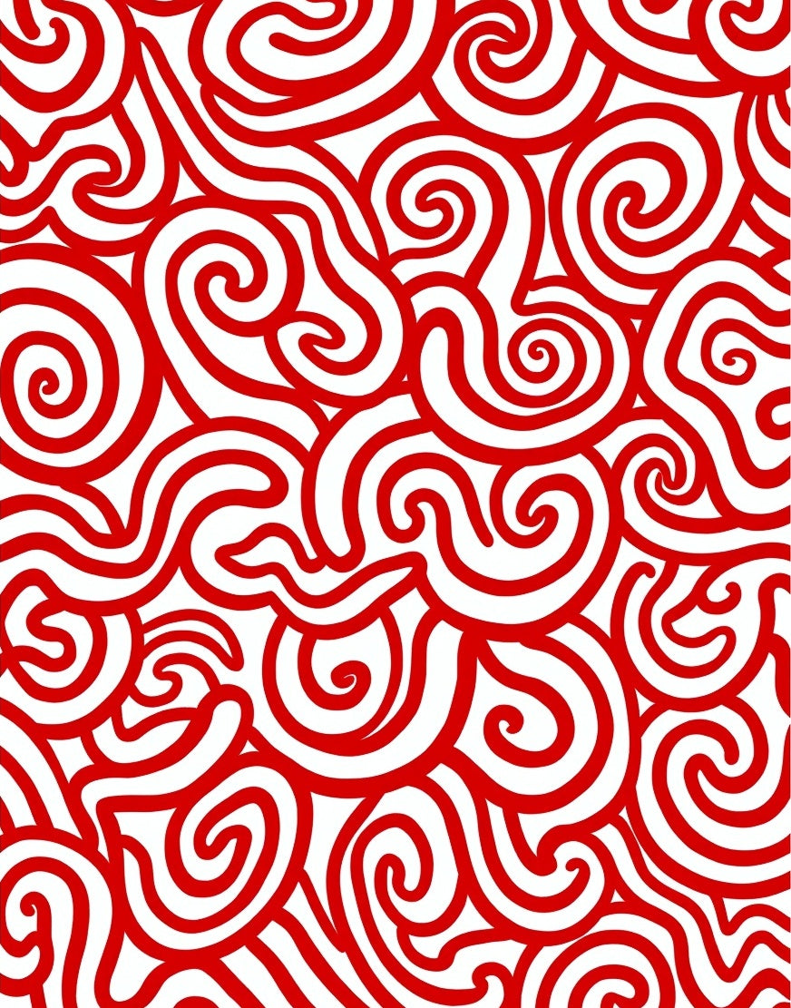Crimson Curving Intertwined Lines Rug
