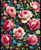 Vintage Rose Garden Floral Pattern Rug