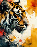 Striking Tiger Abstract Watercolor Splash Rug