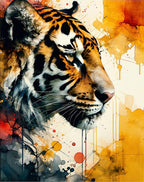 Striking Tiger Abstract Watercolor Splash Rug