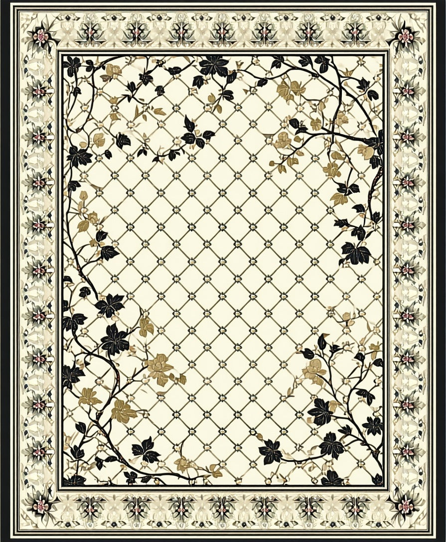 Classic Floral Lattice Design Rug
