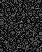 Bold Floral Outline Black White Design Rug