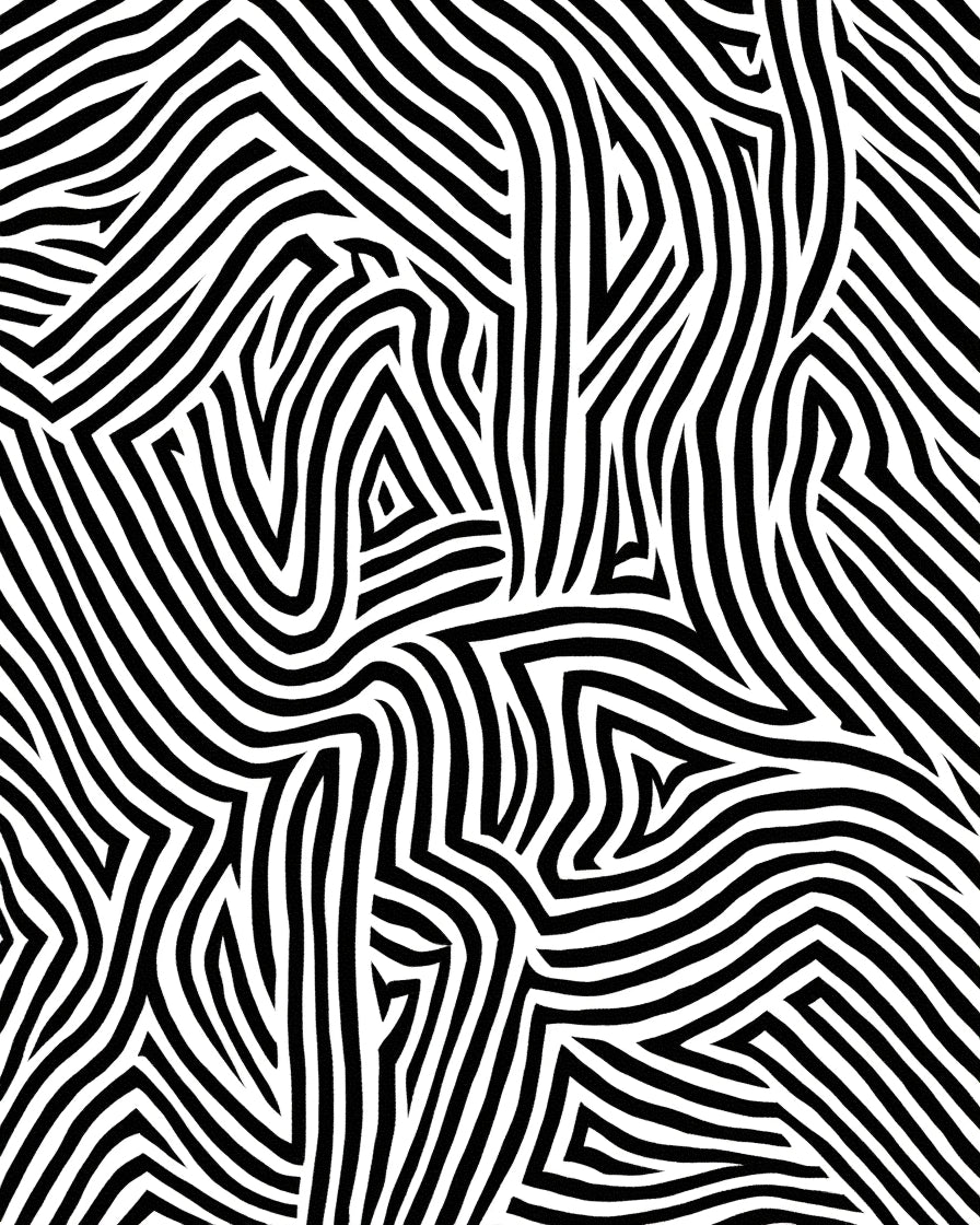 Striking Black White Abstract Lines Rug