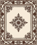 Ornate Floral Damask Scroll Pattern Rug