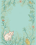Whimsical Cats And Floral Vines Rug