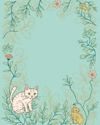 Whimsical Cats And Floral Vines Rug