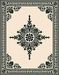 Ornate Floral Medallion Border Rug