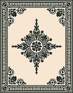 Ornate Floral Medallion Border Rug