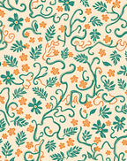 Whimsical Floral Vine Patterned Rug