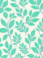 Teal Leaf Pattern Abstract Design Rug