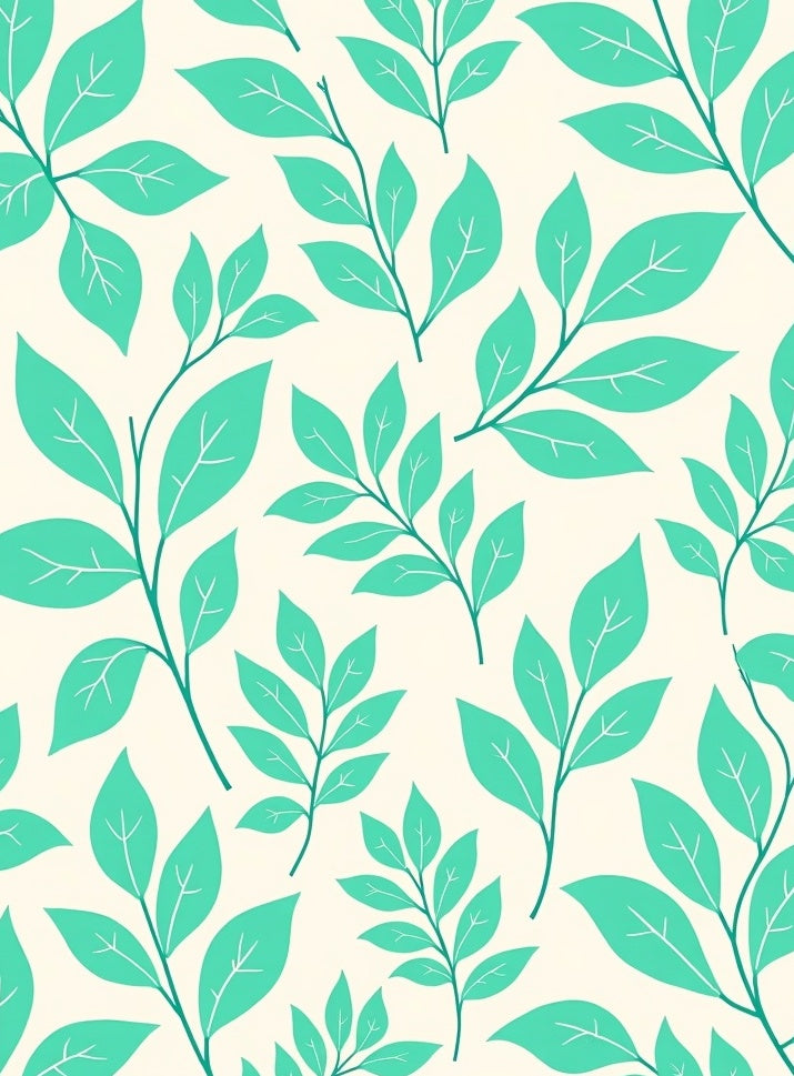 Teal Leaf Pattern Abstract Design Rug