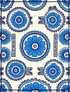 Blue Floral Medallion Pattern Rug