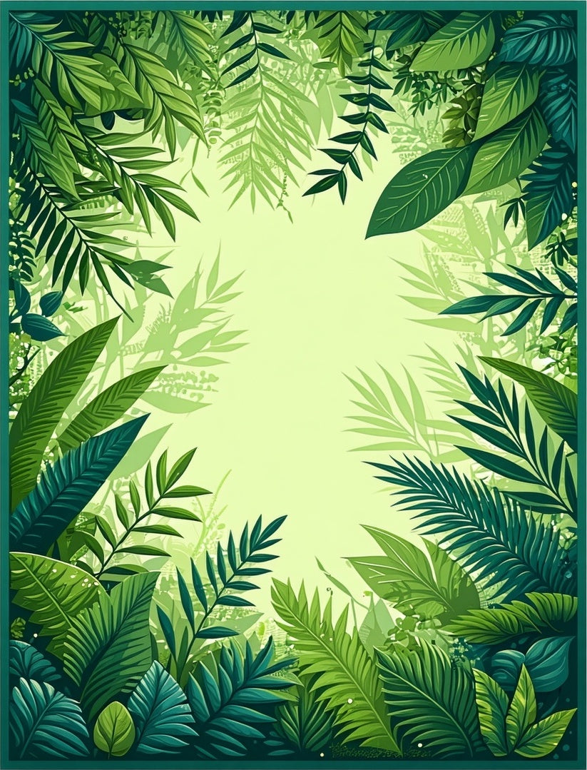 Lush Green Tropical Leafy Jungle Rug