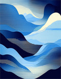 Abstract Blue Wave Pattern Rug