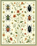 Nature Inspired Beetle Floral Art Rug