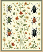 Nature Inspired Beetle Floral Art Rug