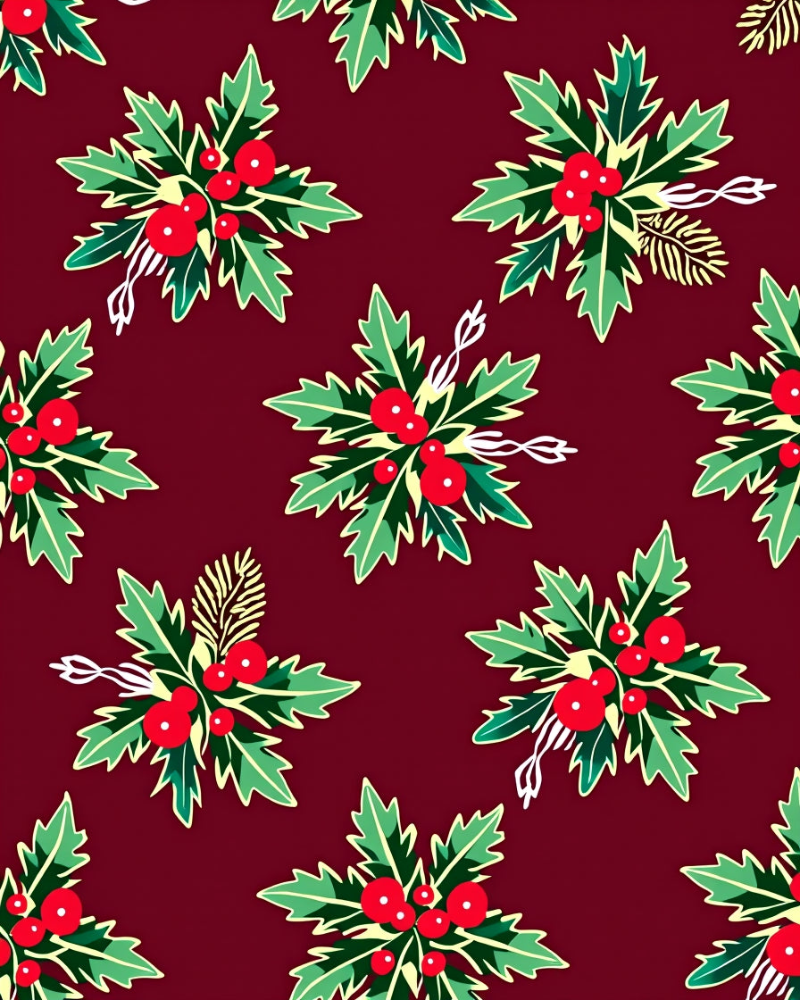 Crimson Holly Berry Cluster Garland Rug