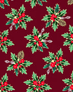 Crimson Holly Berry Cluster Garland Rug