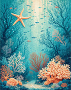 Underwater Coral Reef Starfish Fish Rug