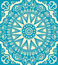 Teal Cream Intricate Mandala Pattern Rug