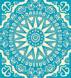 Teal Cream Intricate Mandala Pattern Rug