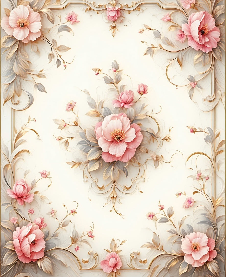 Soft Pink Floral Swirls Rug