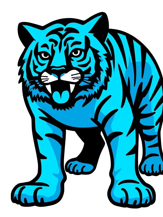 Bold Blue Tiger Graphic Rug