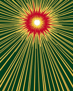 Radiant Sunburst Red Yellow Green Rug