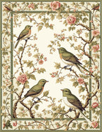 Vintage Birds and Blossoms Design Rug
