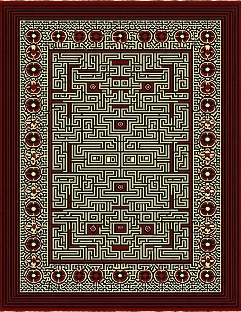 Intricate Geometric Maze Pattern Rug
