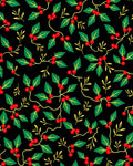 Black Crimson Holly Berry Foliage Rug