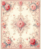Elegant Floral Rococo Pattern Rug