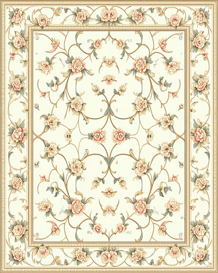 Elegant Floral Vine Garden Pattern Rug