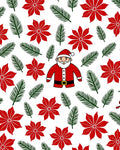 Cheerful Santa Claus Poinsettia Branches Rug