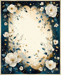 Elegant White Floral Blue Golden Accents Rug