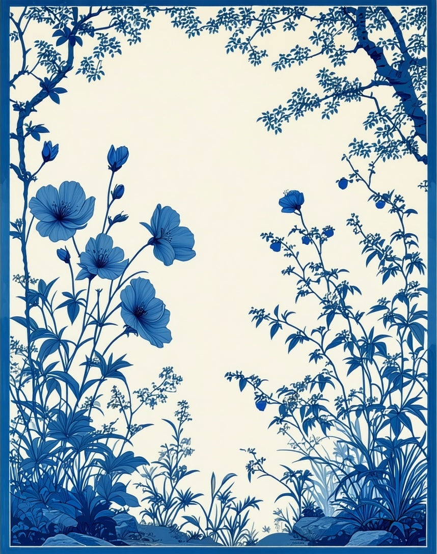 Blue Blossom Chinoiserie Pattern Rug