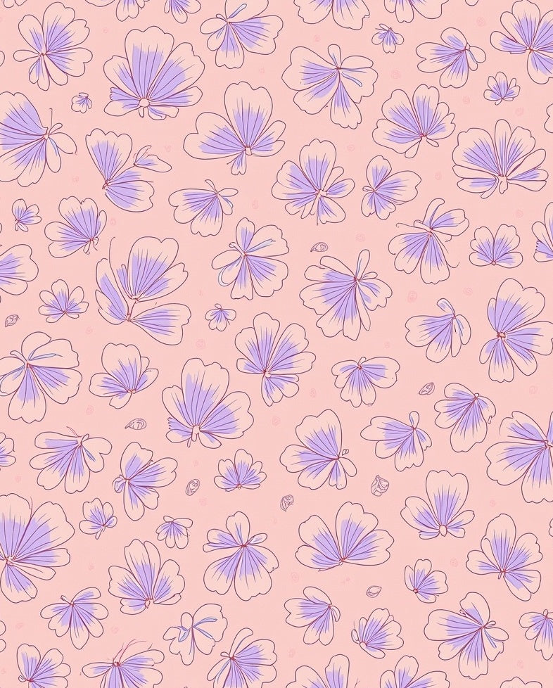 Pastel Floral Outline Pattern Design Rug