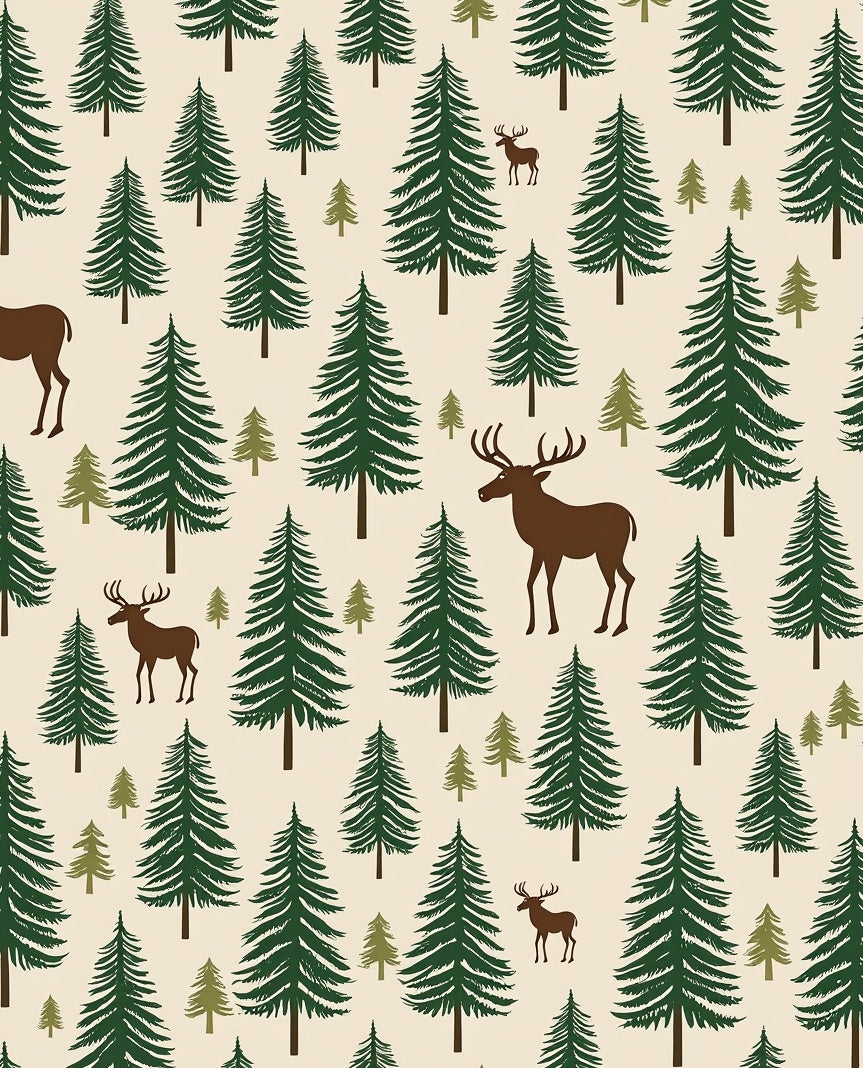 Forest Pine Tree Deer Pattern Rug