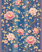 Pink Peony Floral Vine Pattern Rug