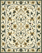 Ornate Floral Vine Motif Cream Rug
