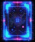Futuristic Circuit Board Neon Design Rug